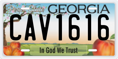 GA license plate CAV1616