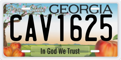 GA license plate CAV1625