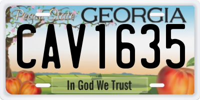 GA license plate CAV1635