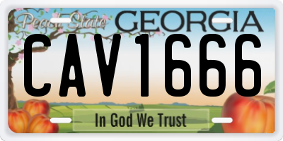 GA license plate CAV1666