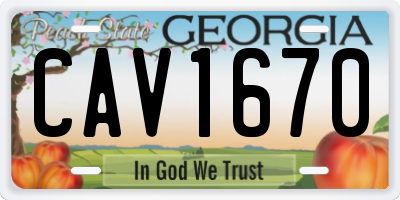 GA license plate CAV1670