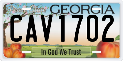 GA license plate CAV1702