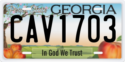 GA license plate CAV1703