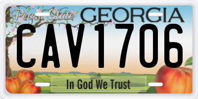GA license plate CAV1706
