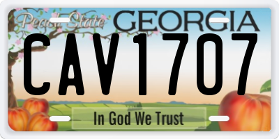 GA license plate CAV1707