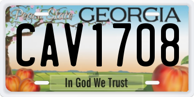 GA license plate CAV1708
