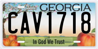 GA license plate CAV1718