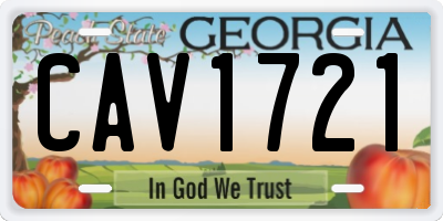 GA license plate CAV1721
