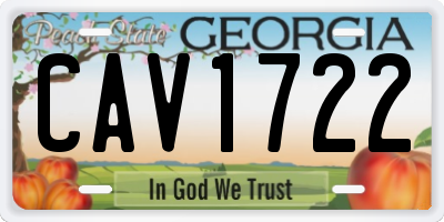 GA license plate CAV1722