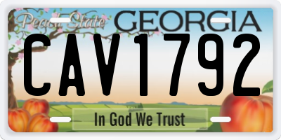 GA license plate CAV1792