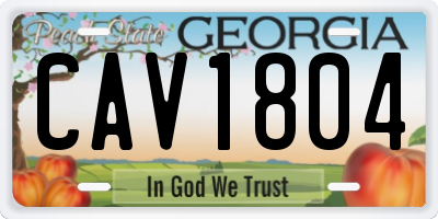 GA license plate CAV1804