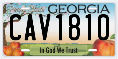 GA license plate CAV1810