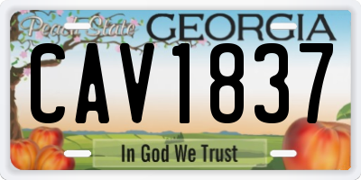 GA license plate CAV1837