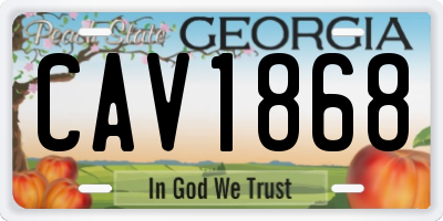 GA license plate CAV1868