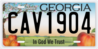 GA license plate CAV1904