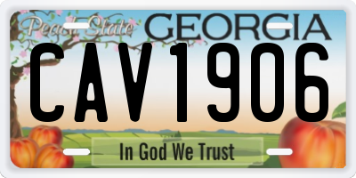 GA license plate CAV1906