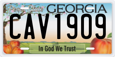 GA license plate CAV1909