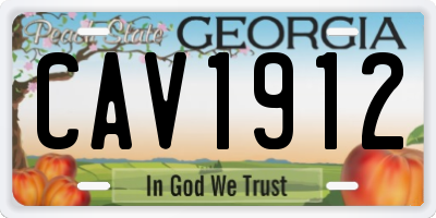GA license plate CAV1912