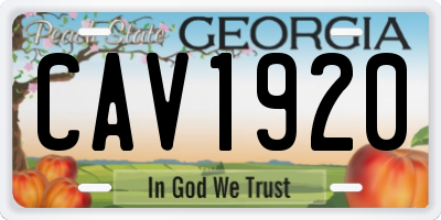 GA license plate CAV1920