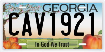 GA license plate CAV1921