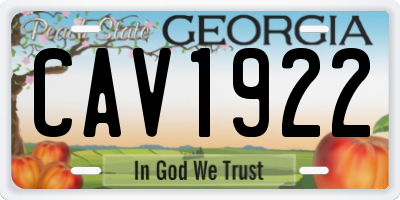 GA license plate CAV1922