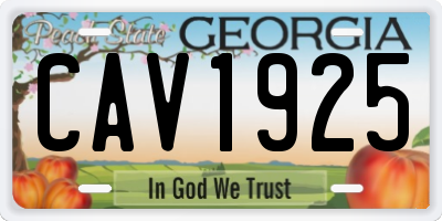 GA license plate CAV1925