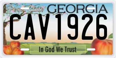GA license plate CAV1926