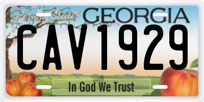 GA license plate CAV1929