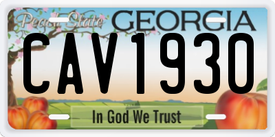 GA license plate CAV1930