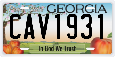 GA license plate CAV1931