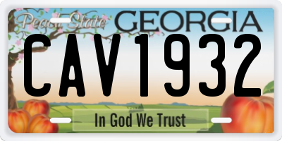 GA license plate CAV1932