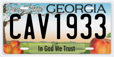 GA license plate CAV1933