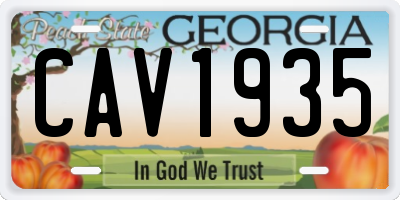 GA license plate CAV1935