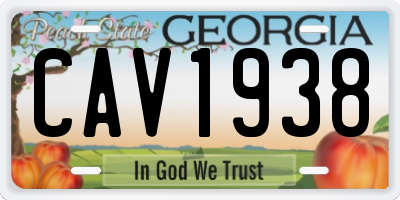 GA license plate CAV1938