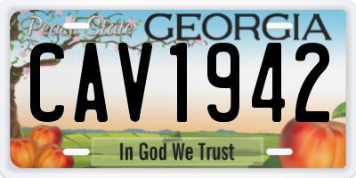 GA license plate CAV1942