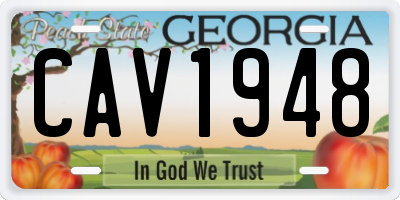 GA license plate CAV1948