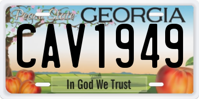 GA license plate CAV1949