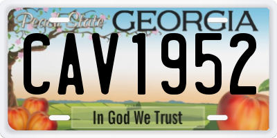 GA license plate CAV1952