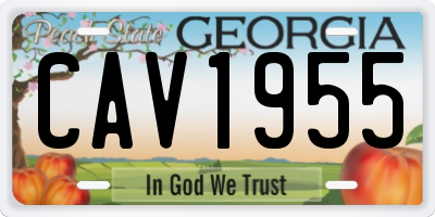GA license plate CAV1955