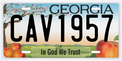 GA license plate CAV1957