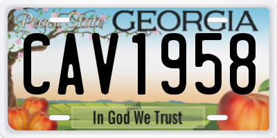 GA license plate CAV1958