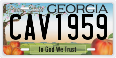 GA license plate CAV1959