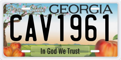 GA license plate CAV1961