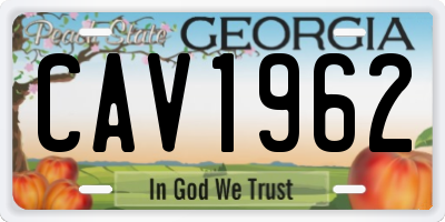 GA license plate CAV1962