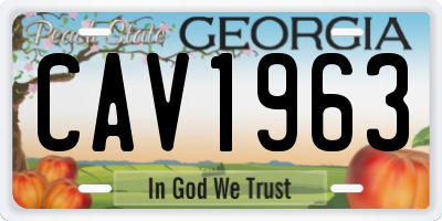 GA license plate CAV1963