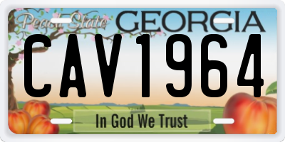 GA license plate CAV1964
