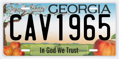 GA license plate CAV1965