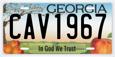 GA license plate CAV1967