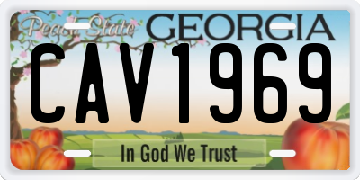 GA license plate CAV1969