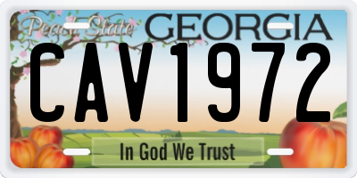 GA license plate CAV1972